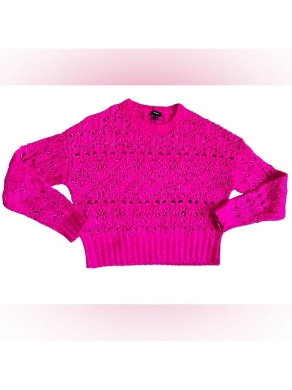 Express Hot Pink Open Knit Cropped Sweater
Size XS